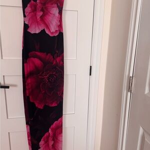 Floral Maxi Dress in Black and Pink